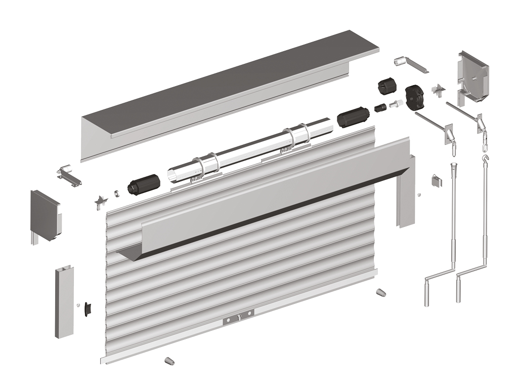 Рольставни с ручным воротковым приводом <br>Воротковый привод позволяет поднять роллеты с массой полотна до 30 кг. При вращении воротка по часовой стрелке полотно поднимается, против часовой стрелки — опускается.